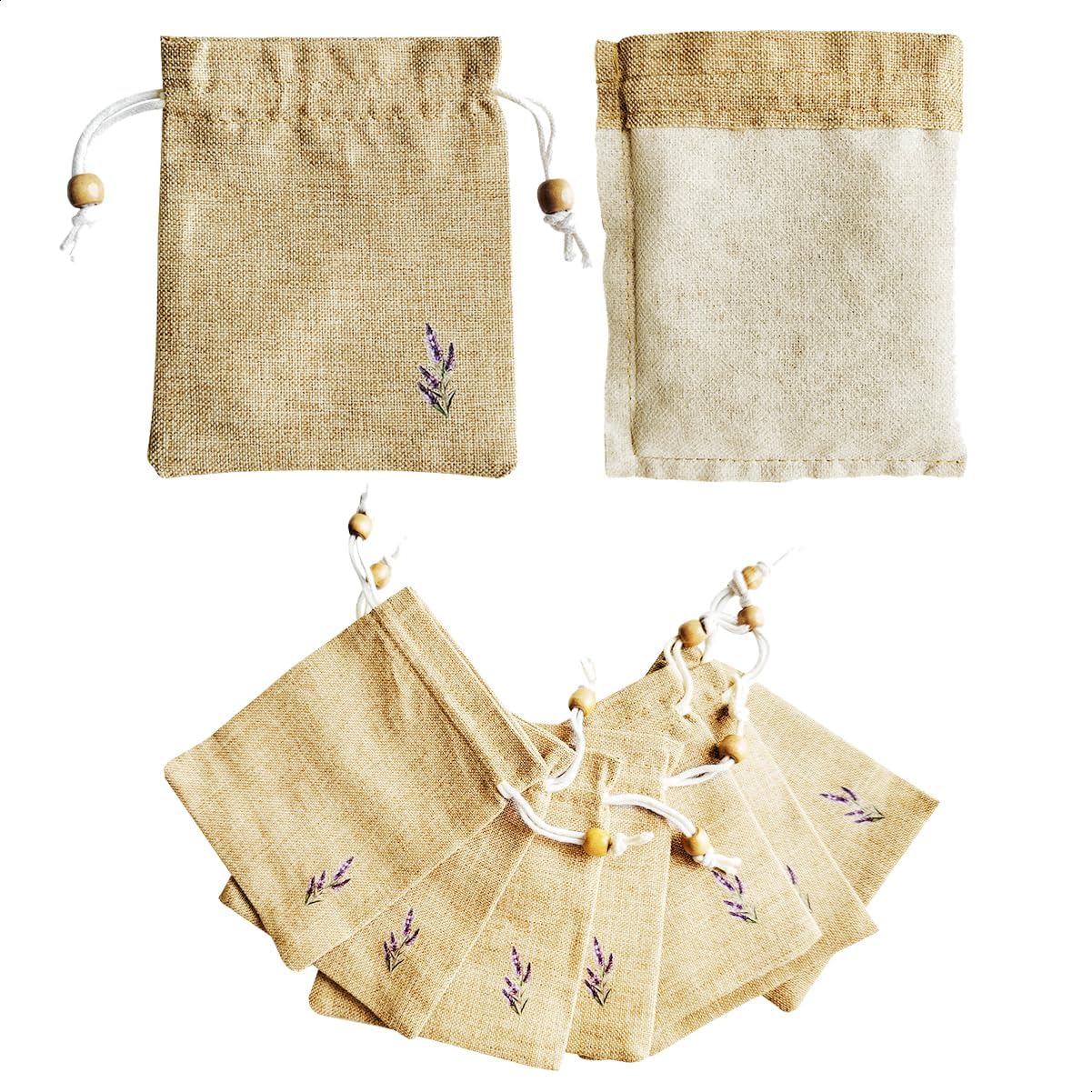 Daclubmenxy D&C 20PCS Sachet Bags Empty for Lavender, Burlap drawstring bags, Jewelry Pouches 4.5'' x 6.0'' Drawstring Gift Bags for Wedding, Christmas, Party Favor Bags (Brown, 4×6in)
