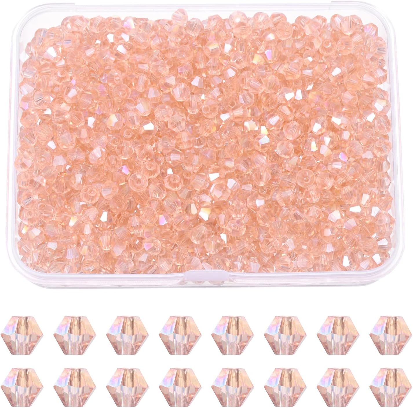 PATIKIL 1000pcs 3mm Bicone Glass Crystal Beads, Faceted Glass Spacer Beads with Box for Jewelry Making Bracelet Necklace Earrings DIY Suncatcher Craft, Water Red AB