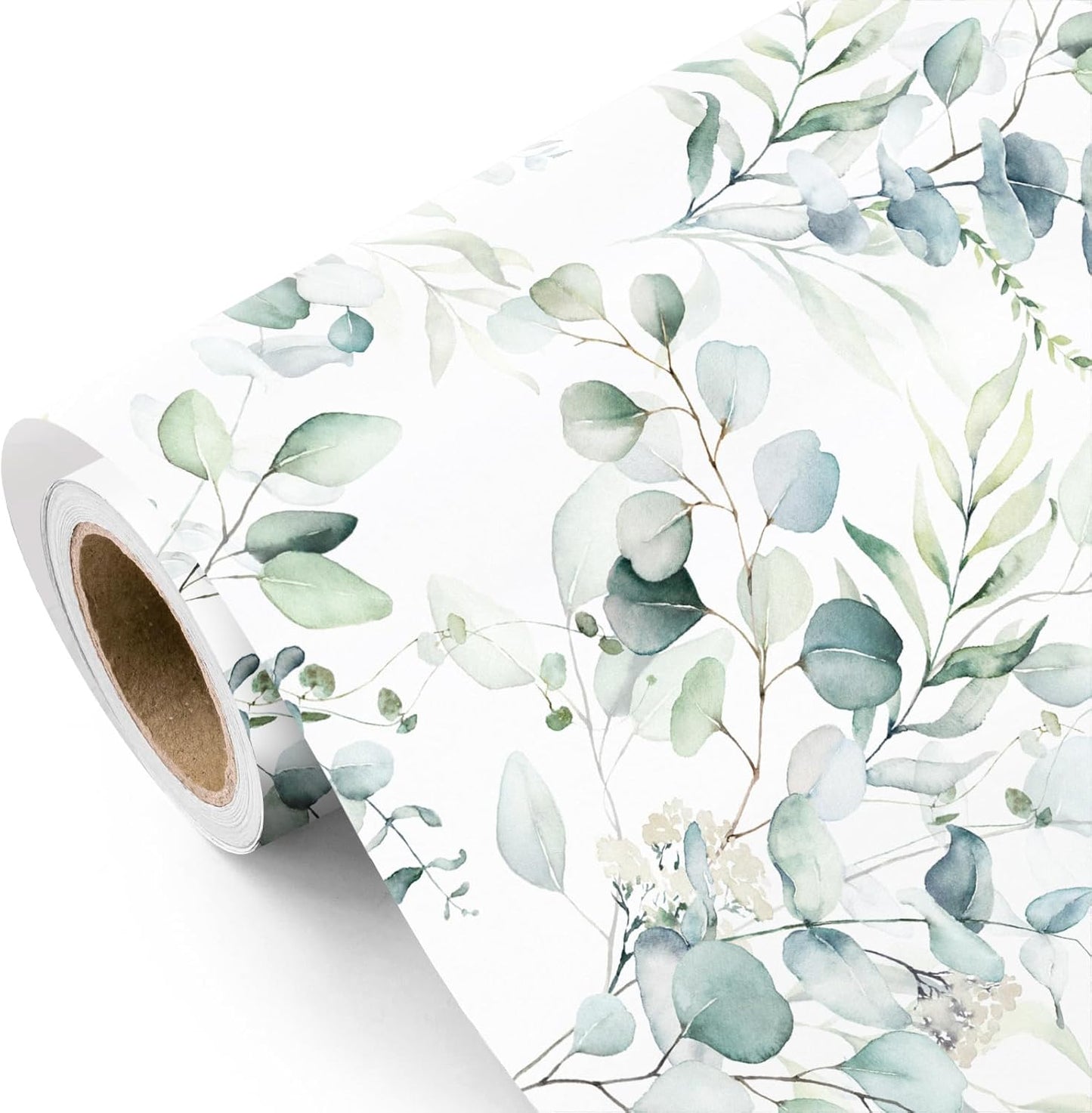 WRAPAHOLIC Eucalyptus Leaves Wrapping Paper Roll - Mini Roll - 17 Inch x 9.8 Feet - Eucalyptus Greenery Wrapping Paper Perfect for Birthday, Wedding, Bridal Shower