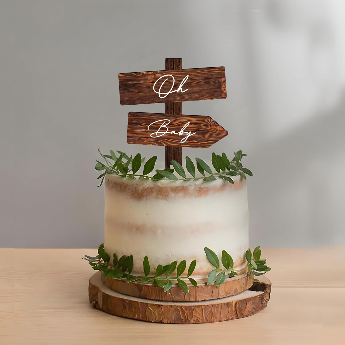 Rustic Oh Baby Cake Topper in Wood Baby Shower Party Cake Decoration for Baby Boy Baby Girl