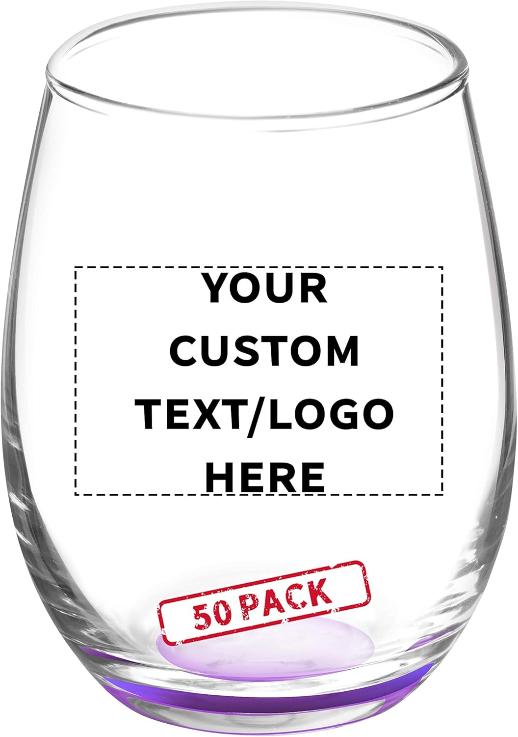 Custom Stemless Wine Glasses by ARC 5.5 oz. Set of 50, Personalized Bulk Pack - Perfect for Hotel, Bar, Restaurant or Lounge - Purple