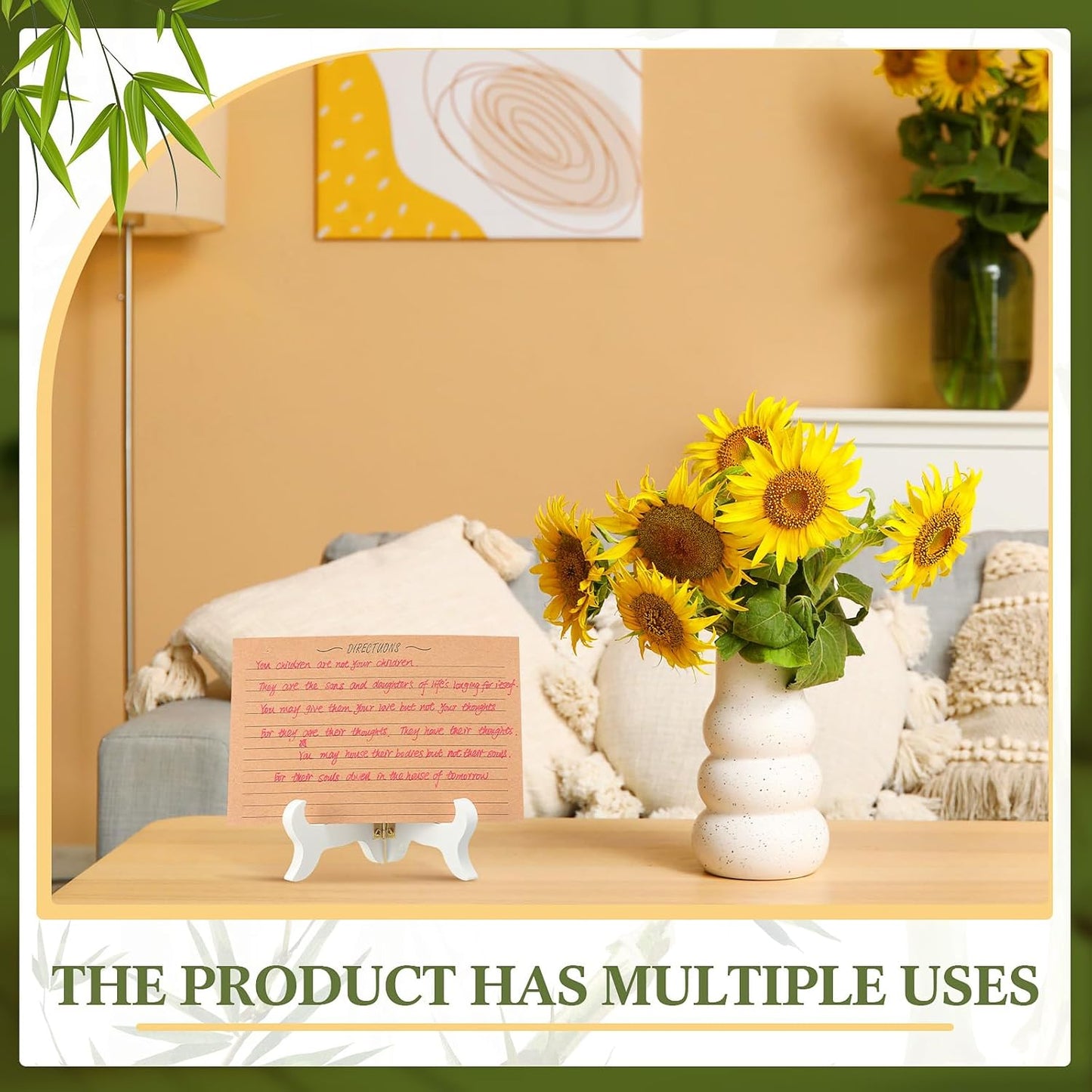 Tatuo 4 Packs Wooden Display Stand Decorative Plate Stands for Display Picture Frame Holder Easels(White,4 Inch)