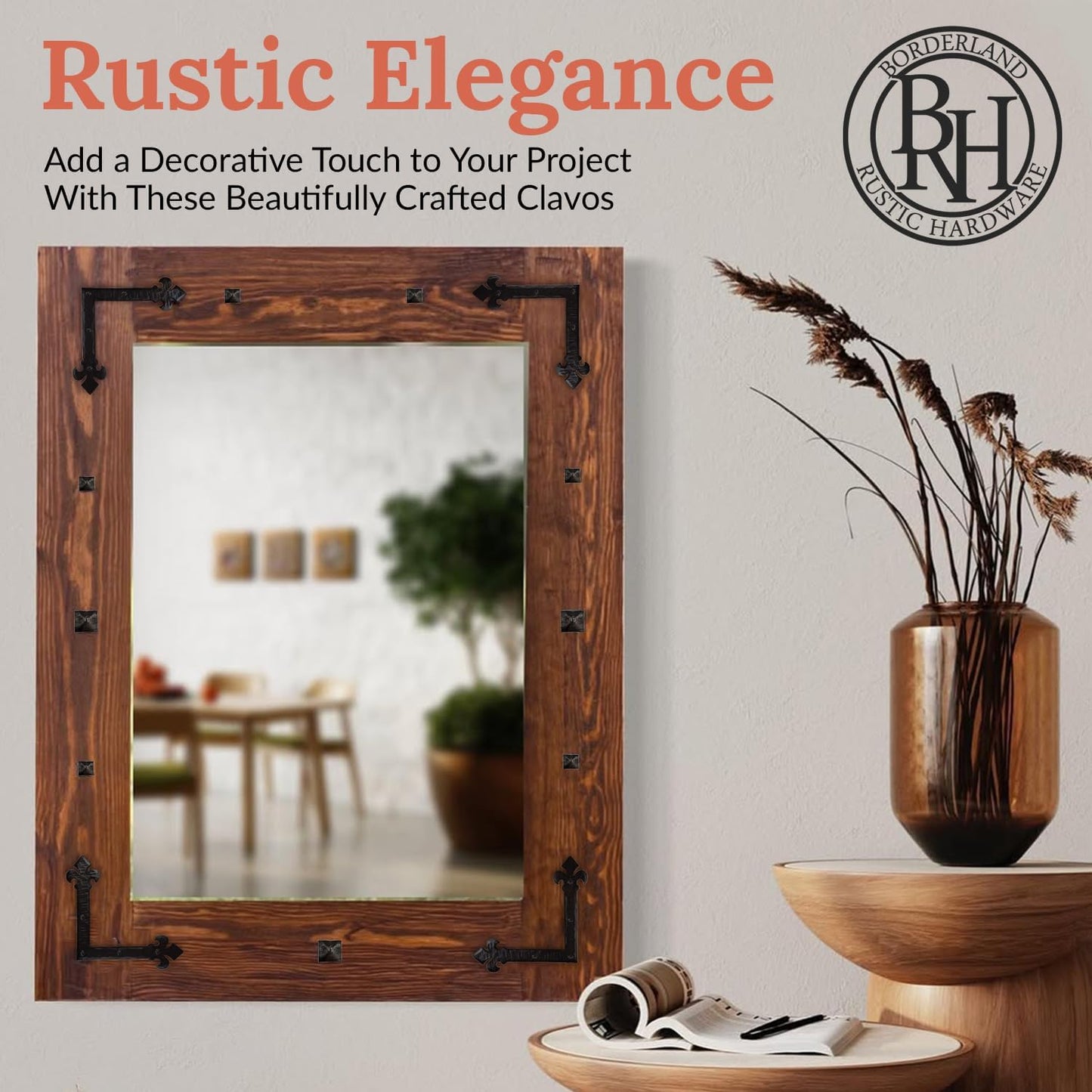 100 Pack 0.75" Square Head Iron Clavos Decorative Nails – Rusted – Handmade Rustic Square Fasteners for Farmhouse Shutters, Faux Wood, Barn Doors, Shutters, and Gates – Ornamental Wood Accent