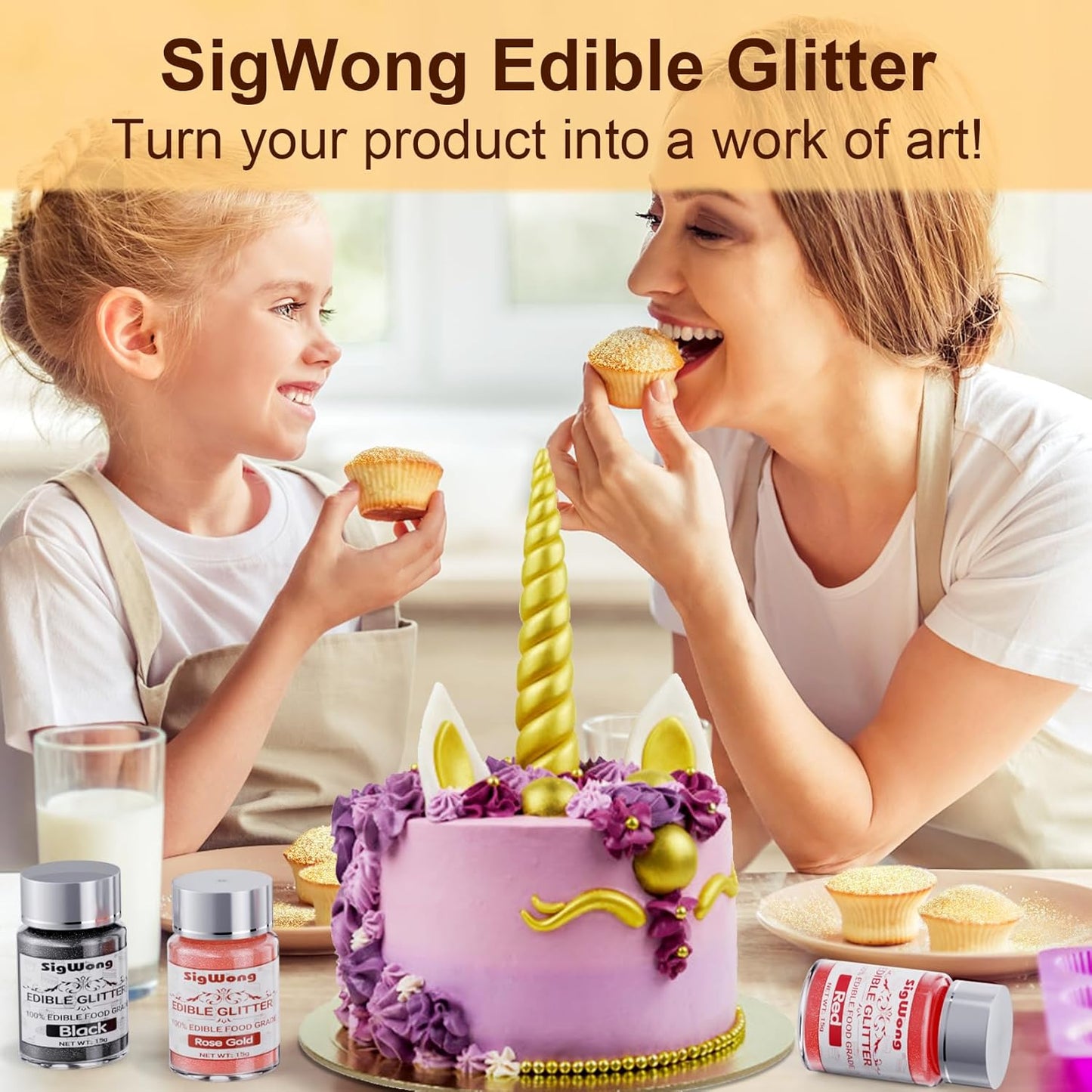 Rose Gold Edible Glitter - 15g Food Grade Luster Dust Powder, Cake Decorating Sprinkle Glimmery Dust for Drinks, Wine, Fondant, Chocolate, Candy, Cookie, Vegan