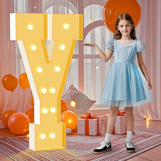 Marquee Letters 4 Feet Tall, Warm White Light Up Letters Y, Large Marquee Letter for Birthday Anniversary Graduation Party Decorations Baby Shower Valentines Decor