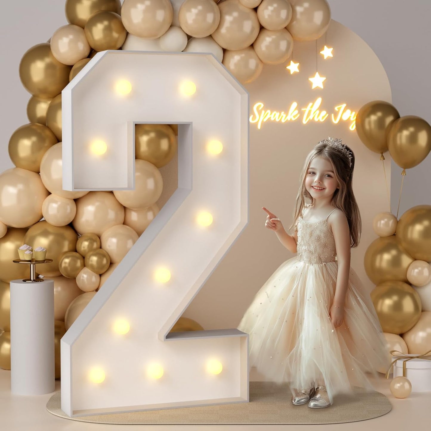 JoyMuse 4FT Marquee Numbers,Large Marquee Numbers 4 Feet Tall for Birthday Decorations Big 4FT Numbers with Light for Party Decor, Number 2