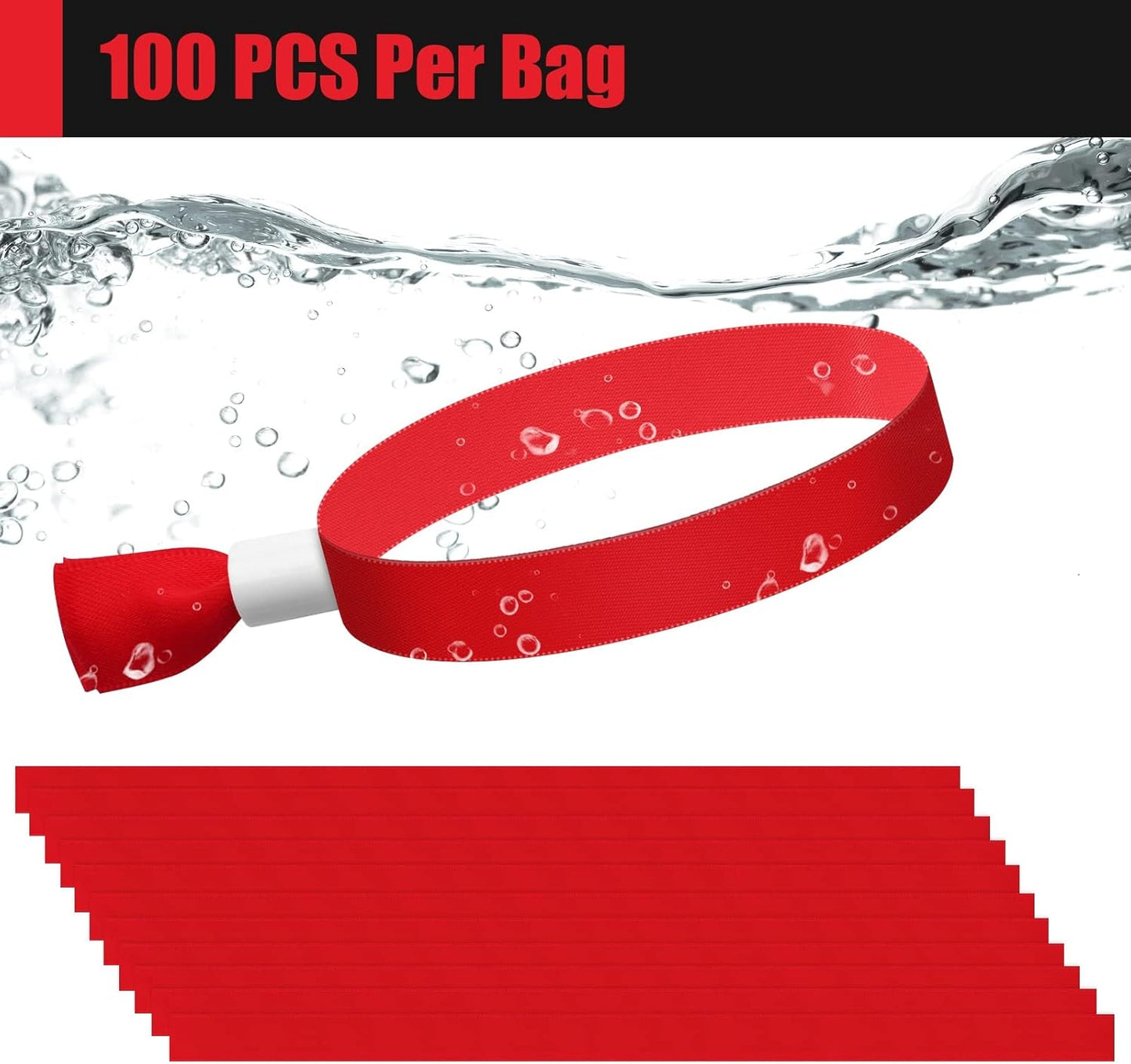 Green-Power America 100 Pcs Cloth Event Wristbands, Event Wristbands, Colored Wrist Bands for Events, for Lightweight Concert Wrist Strap for Activities, Party Bracelets for Events (Color : Red)