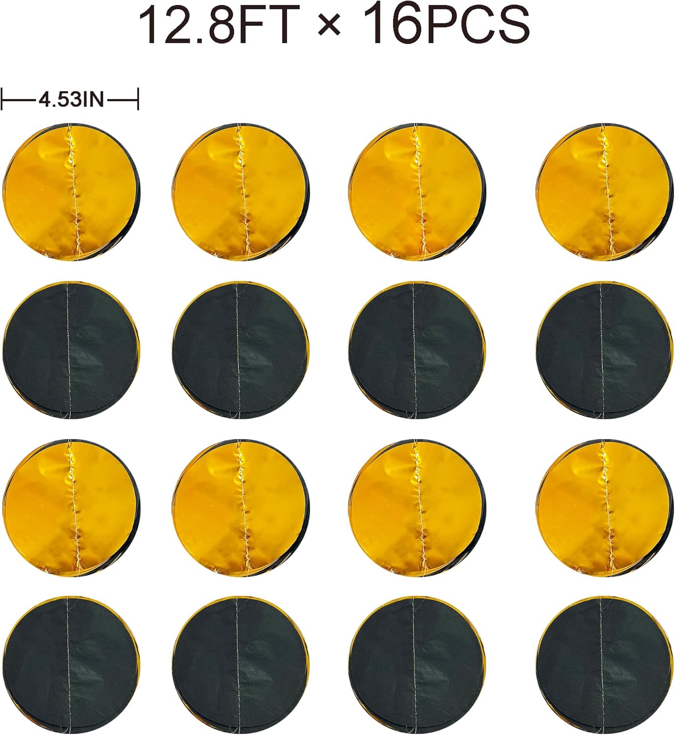 205Ft Black Gold Party Decorations Circle Dot Garland Backdrop Black Tissue Paper Gold Foil Polka Dot Streamer for Graduation Birthday Anniversary Halloween Christmas Holiday New Year Party Supplies