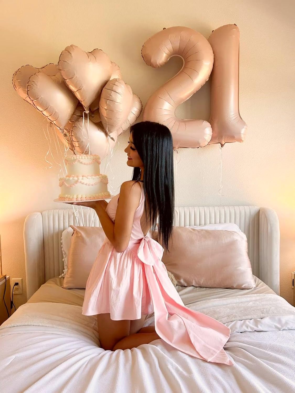 Big 40 Inch Light Brown 2 Number Balloon Birthday Decoration, 2026 Light Brown Number 2 Helium Balloons 12 20 22 23 24 26 28 32 42 Celebration, Boy Girl Baby Anniversary Party Graduations Supplies