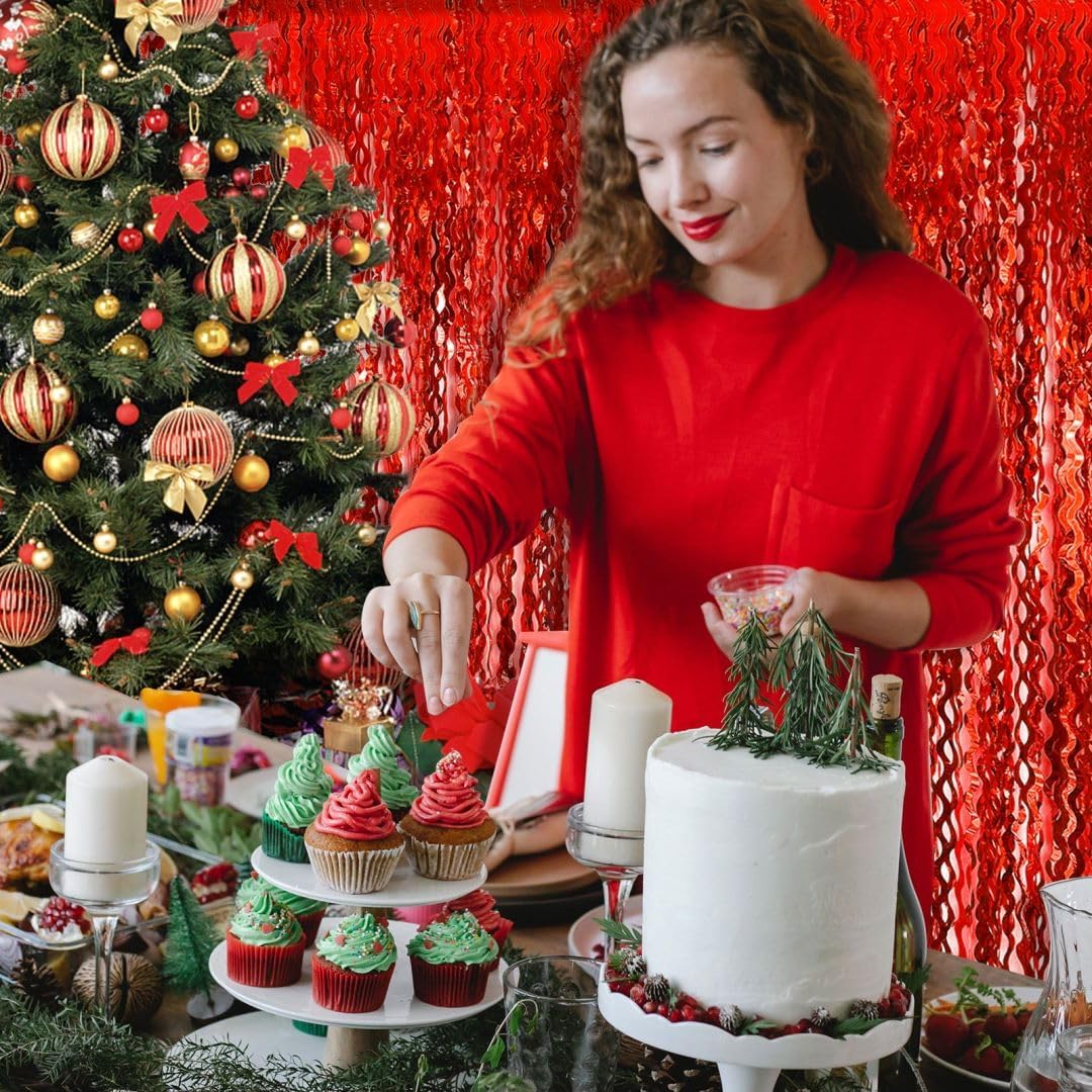 Red Door Streamers Party Backdrop Foil Curtains, Ruby Wall Decor, Carnival Decorations, Casino Theme Parties Decorations, Birthday Decorations, Red Graduation Decorations, Bachelorette Party Supplies