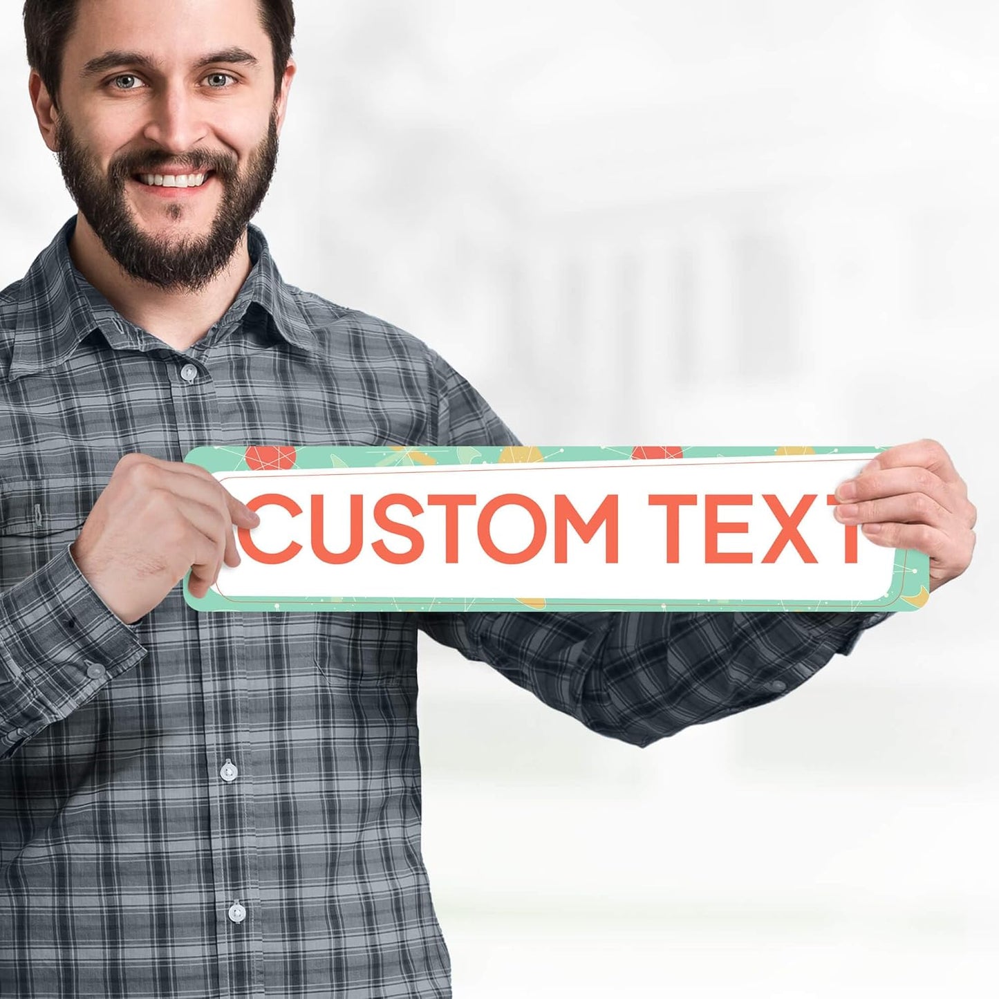 Custom Sign, Custom Street Sign, 11 Font Colors, 13 Font Styles, 4 Hole Options, 22 Sizes, 4x18 Inches, Rust Free DiBound, Fade Resistant, Made in USA by My Sign Center (Mid-Century Modern 2)