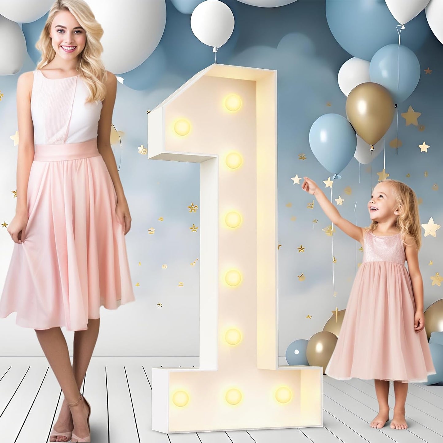 Ledido 4FT Marquee Light Up Numbers Large Light Up Letters for Party Decoration, Marquee Numbers for 1st 21st Birthday Anniversary, Pre-cut Foam Board Assembly Required Number 1