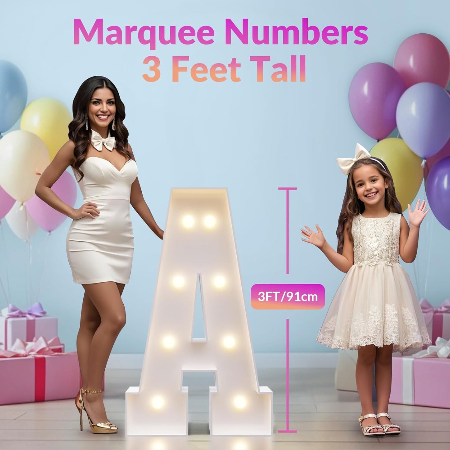 JoyMuse Marquee Letters 3 Feet Tall, Light Up Letters 3FT with Lights, Large Letters for Party, Letter F Light Up Letters for Baby Shower Wedding Proposal Graduation Birthday Decorations