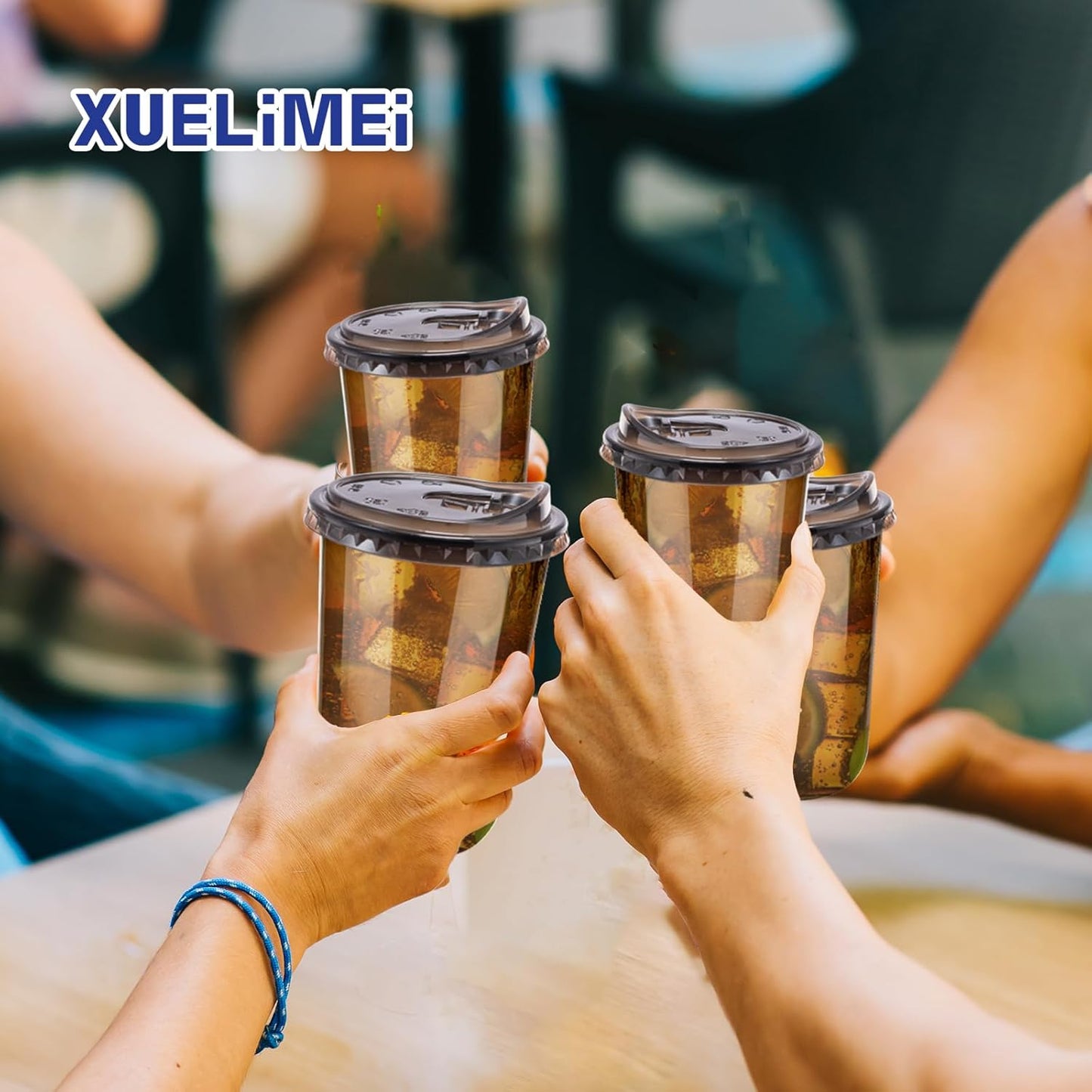 16oz Disposable Stemless Glasses With Strawless Sip Lids,PET Disposable Drinking Cups,Clear Plastic Wine Glasses for Parties Birthday,Wedding,Meeting,Christmas Party Supplies (50, Black)