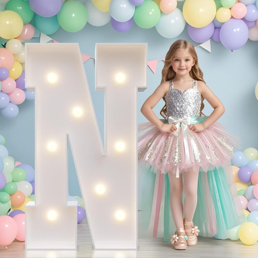 JoyMuse Marquee Letters 3 Feet Tall, Light Up Letters 3FT with Lights, Large Letters for Party, Letter N Light Up Letters for Baby Shower Wedding Proposal Graduation Birthday Decorations