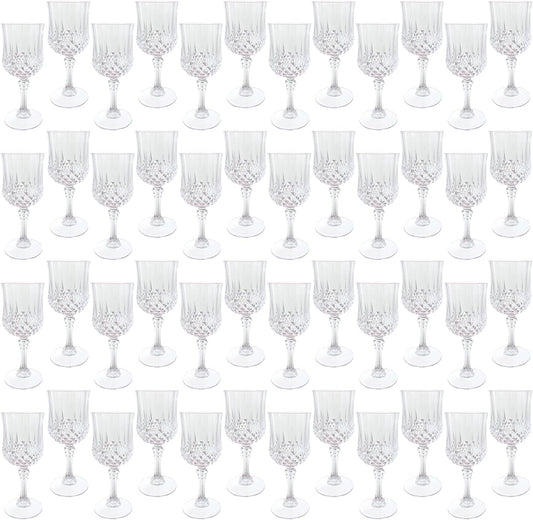 Plastic Wine Glasses，Plastic Goblets Vintage Style Cordial Drinking Glasses for Wedding Reception, Grand Event Party Supplies (100, transparent)