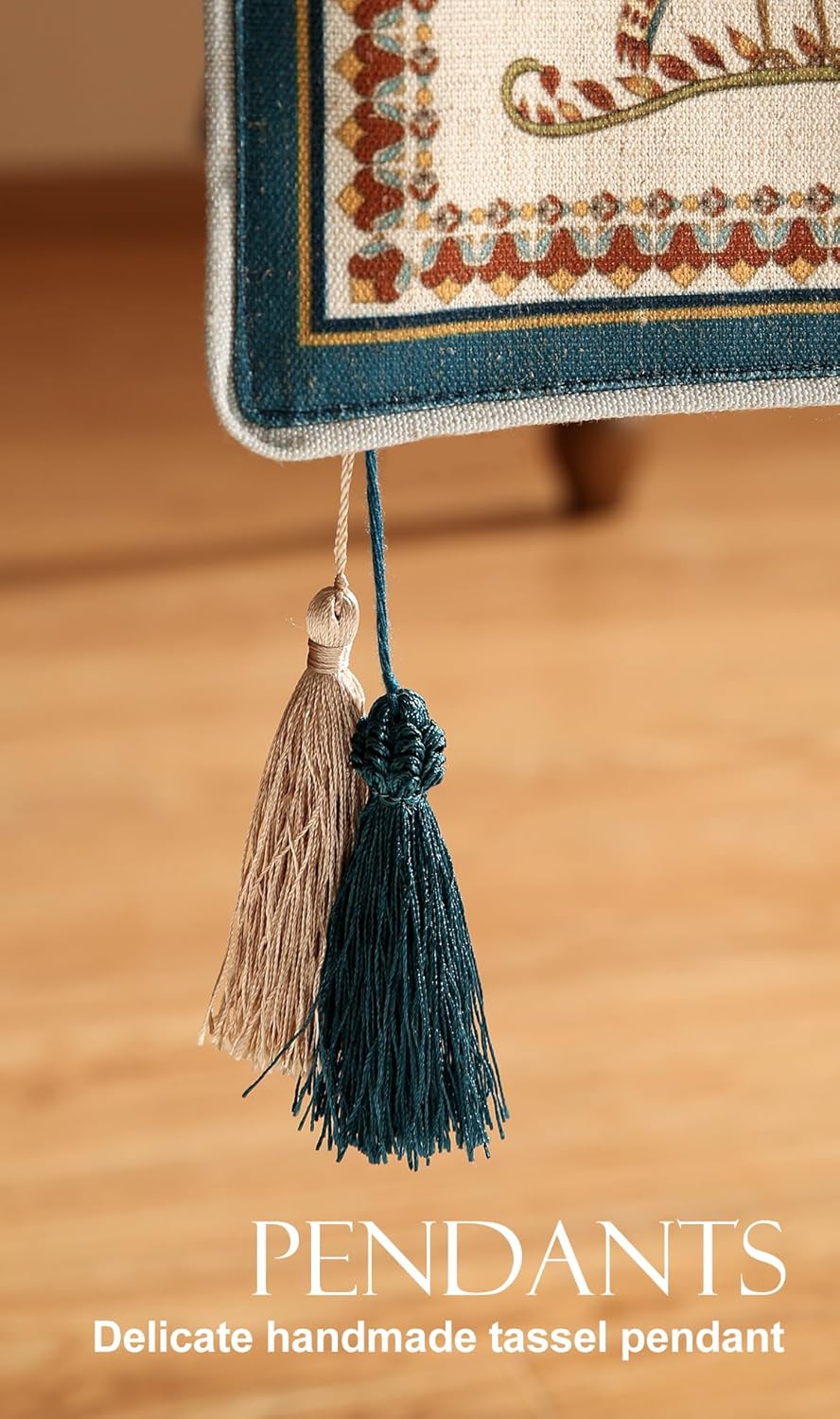 patdrea Designer Beige Farmhouse Geometric Patterned Linen Table Runner 87 Inch Long,Wrinkle Resistant Table Mat,Decoration for Kitchen Dining and Coffee Tables Banquet Christmas , 12"x87"