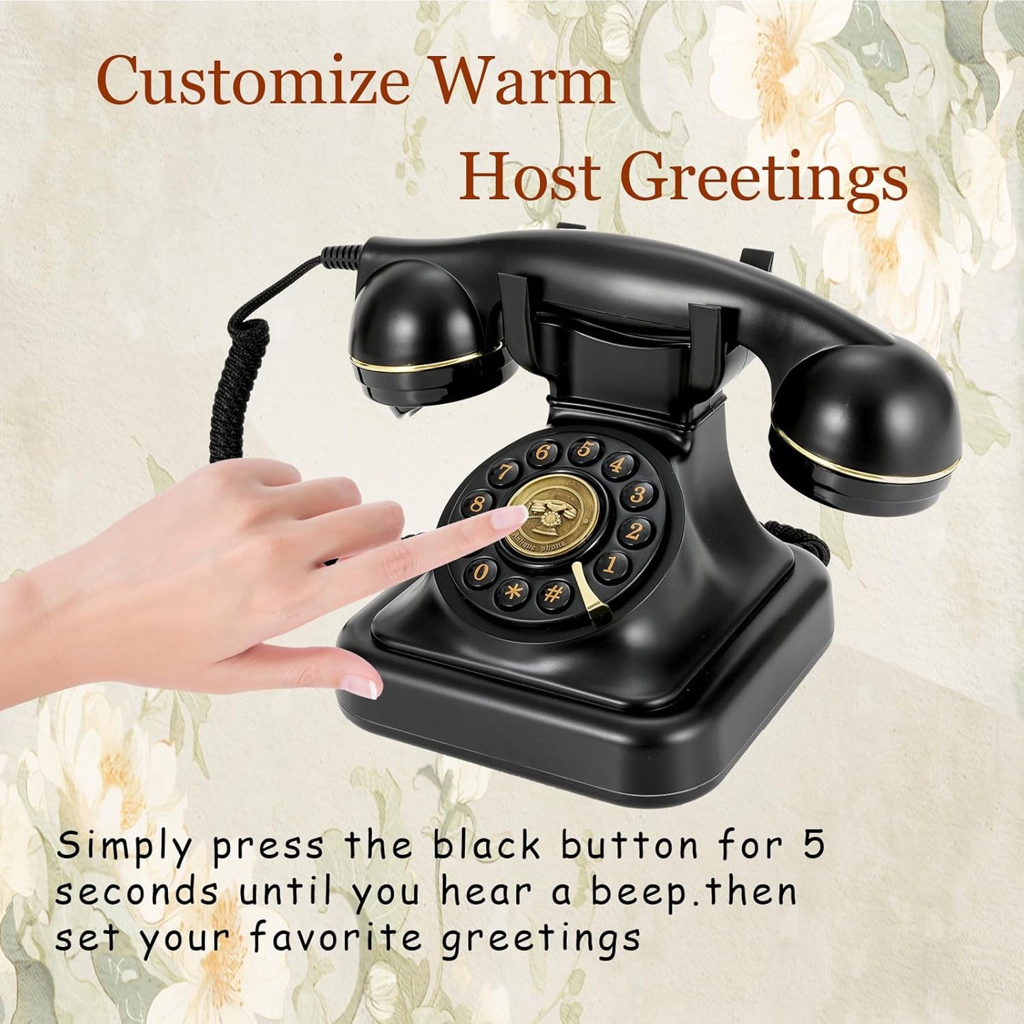 Audio Guest Book Wedding Phone, Retro Audio Phone Guestbook with Clear Voice Recording for Wedding Reception, Bridal Shower, Birthday, Baby Shower, Anniversary, Engagement