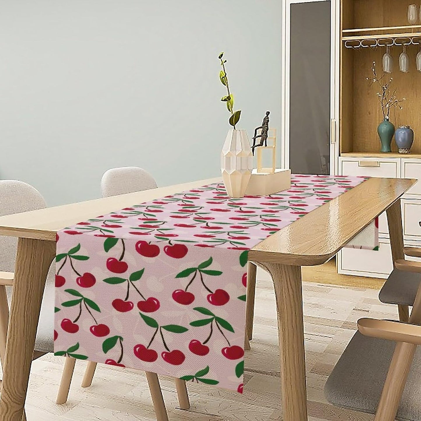 Cherry Table Runner,Spring Summer Fruit Table Runner for Kitchen Dining Table Home Party Decoration 13x72 Inch