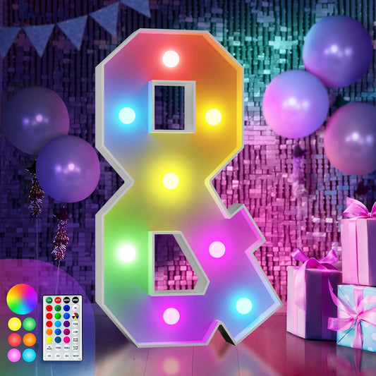 imprsv 3FT Colorful Marquee Light Up Letters &, 18 Colors Large Light up Letters Alphabet Sign with Remote, Big Marry Me Sign, Birthday Party Decorations Baby Shower Anniversary Wedding Decoration