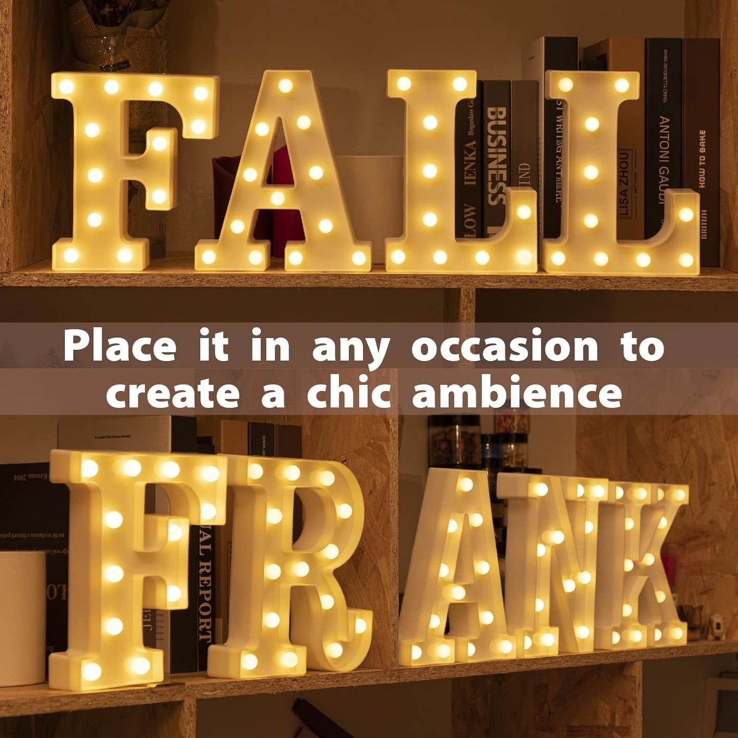 HXWEIYE LED Marquee Letters Lights Sign F, 26 Alphabet Light Up Letter and Number 0-9 Number Warm White Led Letters for Bar Party Birthday Home Wedding Décor