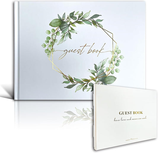 Mr&MrsGifts Elegant Wedding Guest Book Wedding Reception Hard Cover Guest Sign in Book for Bridal and Baby Shower(Garland)