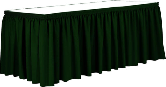 Ultimate Textile Pleat Polyester Fabric Table Skirt - Machine Washable Flame Resistant with Clips for Events, Weddings & Trade Shows, Cut & Sewn in Paterson, NJ - Hunter, 7' Shirred Pleat