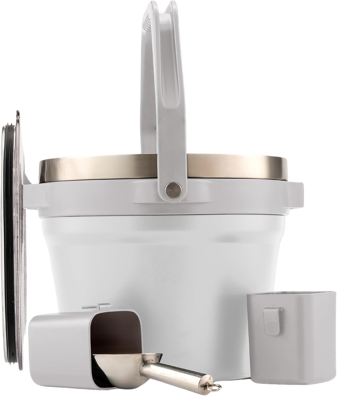 Large Insulated Ice Bucket with Lid – Stainless Steel Ice Bucket and Scoop – Ice Buckets for Parties, Bars – Ice Bucket with Lid and Scoop – Outdoor Ice Bucket, Champagne (White)