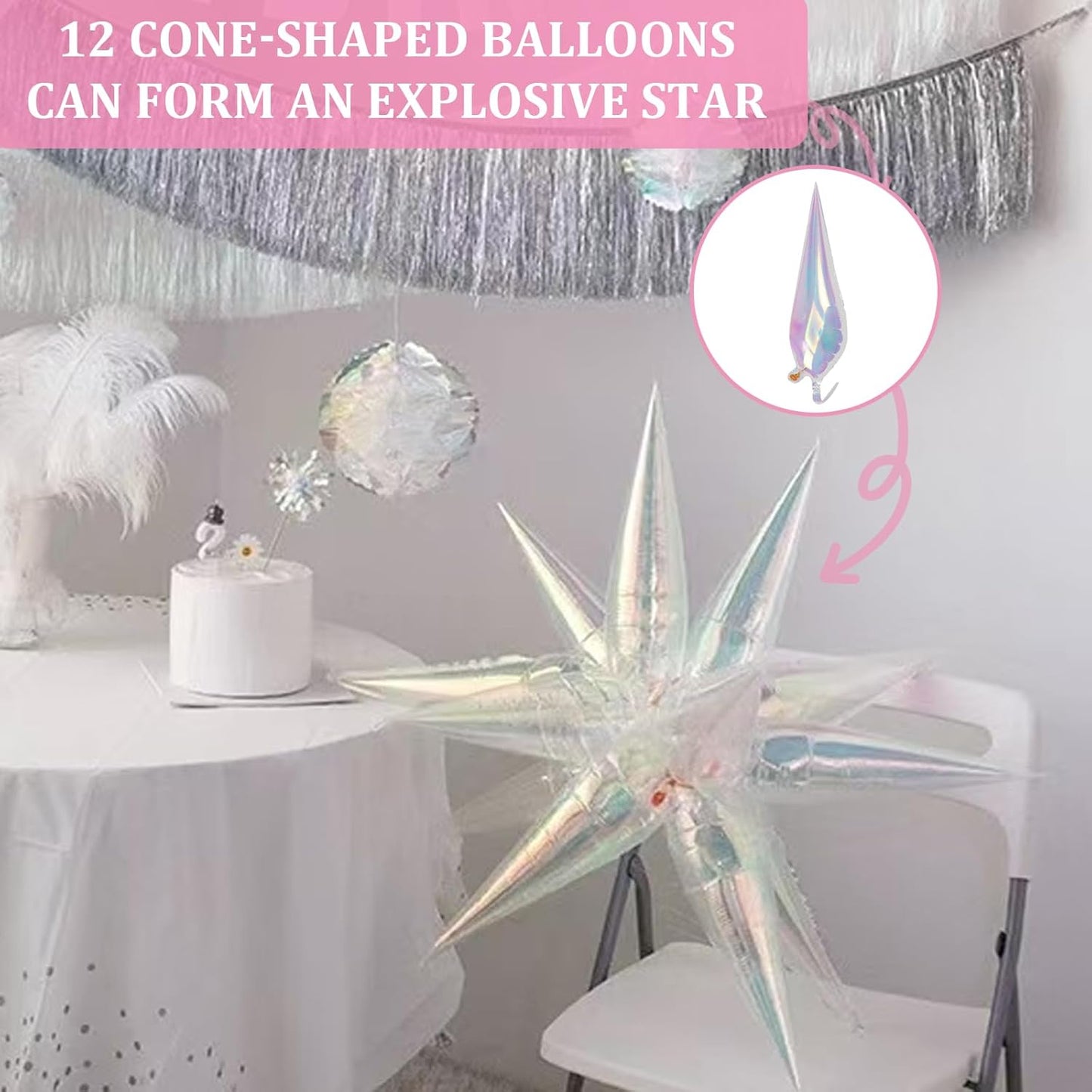 Fangoo 9pcs 18-27in Iridescent Balloon Holographi Foil Balloons for Disco Party Decorations Undersea Mermaid Party Decorations Graduation Birthday Wedding Decor