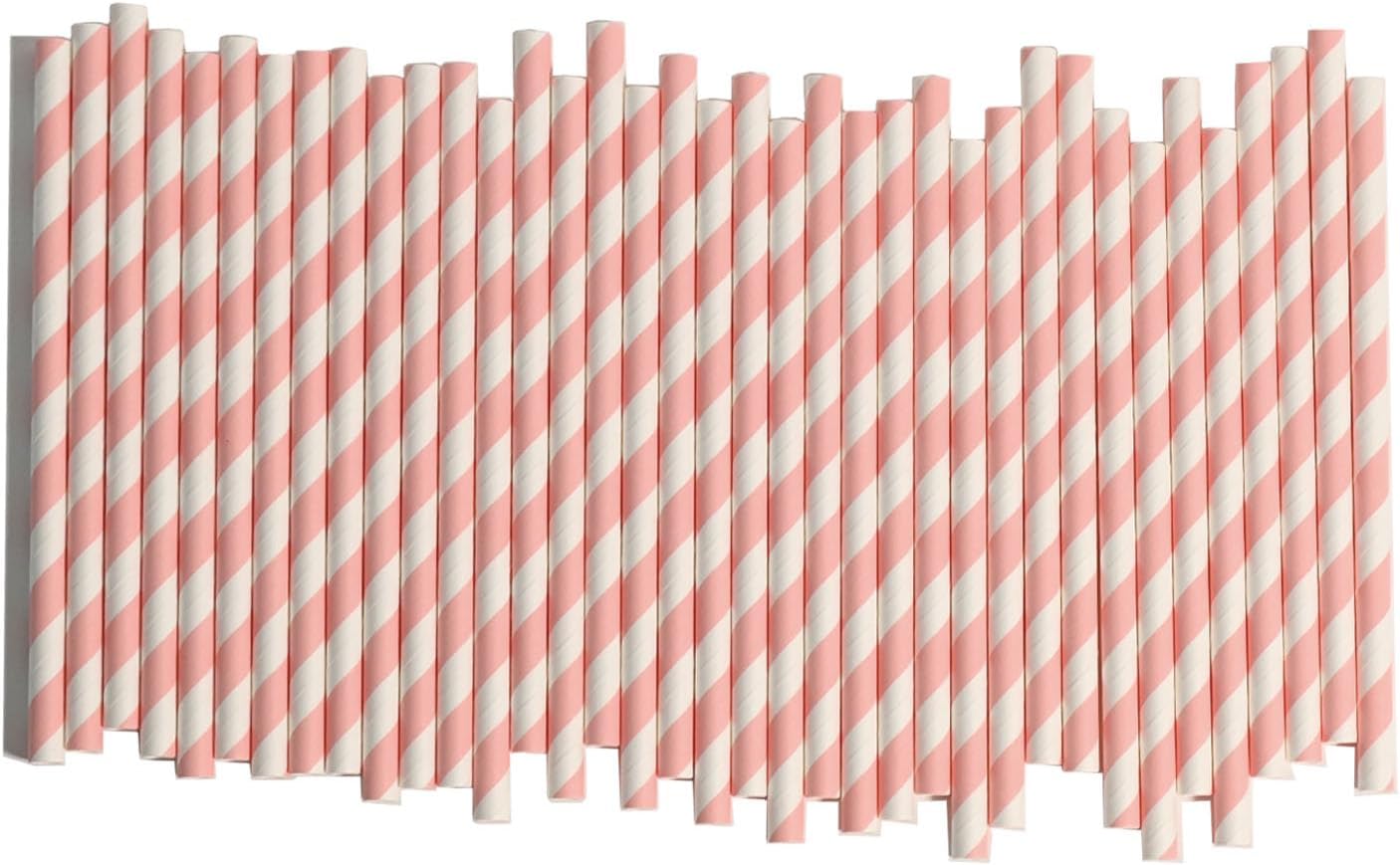 Paper Straws Disposable Pink White - Compostable Drinking Straws for Cocktail, Coffee, Party, Restaurant, Bar,5.75"x 0.24", Pack of 500