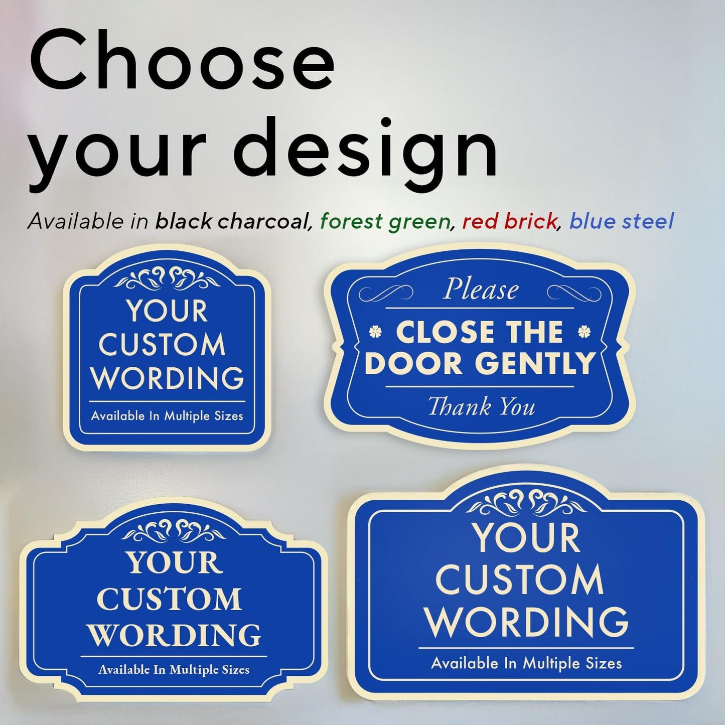 Custom Decorative Outdoor Metal Signs - Personalized Aluminum Signs, Design 3 Blue Steel, 10x7 In, Waterproof, Made In USA