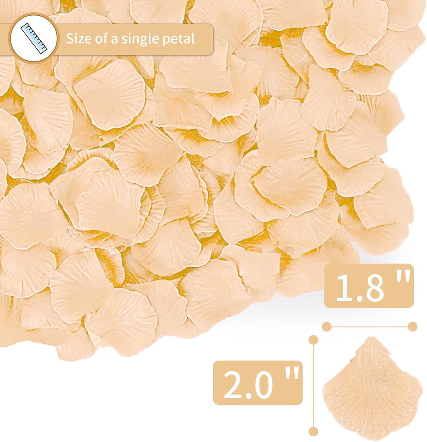1000 Pcs Artificial Fake Rose Petals,Flower Petals for Romantic Night, Engagement, Party, Wedding, Event Flower Decorations, in Bulk(Champagne Color)