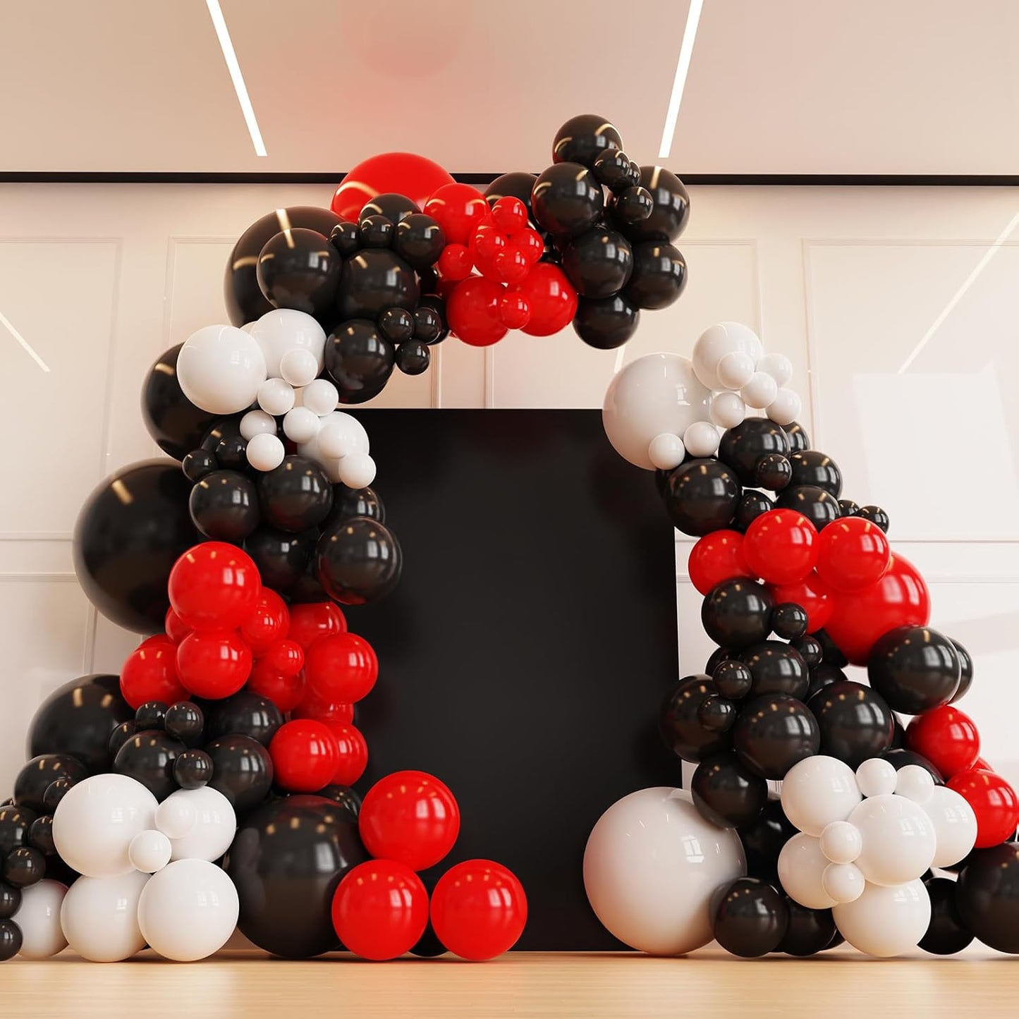 Red and Black Balloons,132pcs Red Black and White Balloons Garland Arch Kit with Different Size for Birthday, Wedding, Graduation, Racing Car Poker Card Supplies Decorations
