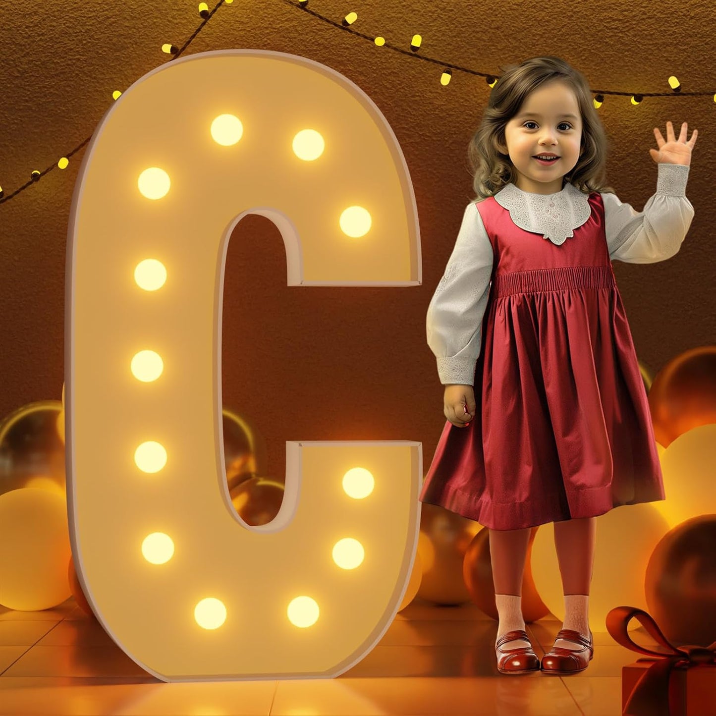 Marquee Letters 4 Feet Tall Large Light Up Letters C Happy Birthday Decorations Marry Me Engagement Party Decor Yellow Light Birthday Decorations Balloon Arch Kit Foam Sign C