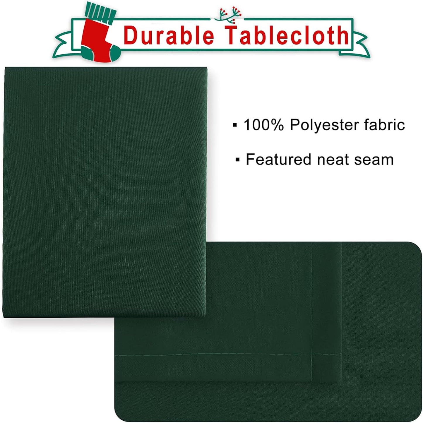 Hiasan Waterproof Tablecloth Rectangle - Washable Fabric Table Cloth for Dining Room Kitchen Birthday Party and Outdoor Use, Hunter Green, 54 x 108 Inch
