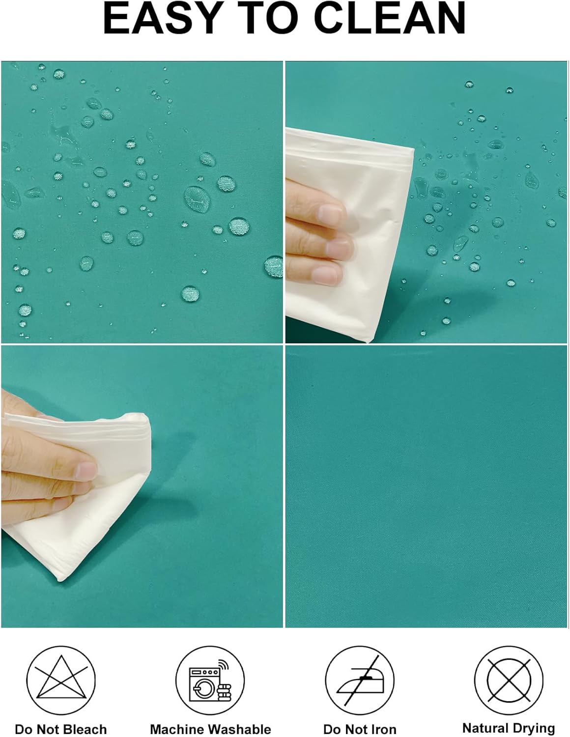 Fokitut 2 Pack Waterproof Rectangle Tablecloth, 90x156 Inch,Stain Resistant and Wrinkle Polyester Table Cloth, Fabric Table Cover for Kitchen Dining, Wedding, Party, Holiday Dinner-Turquoise