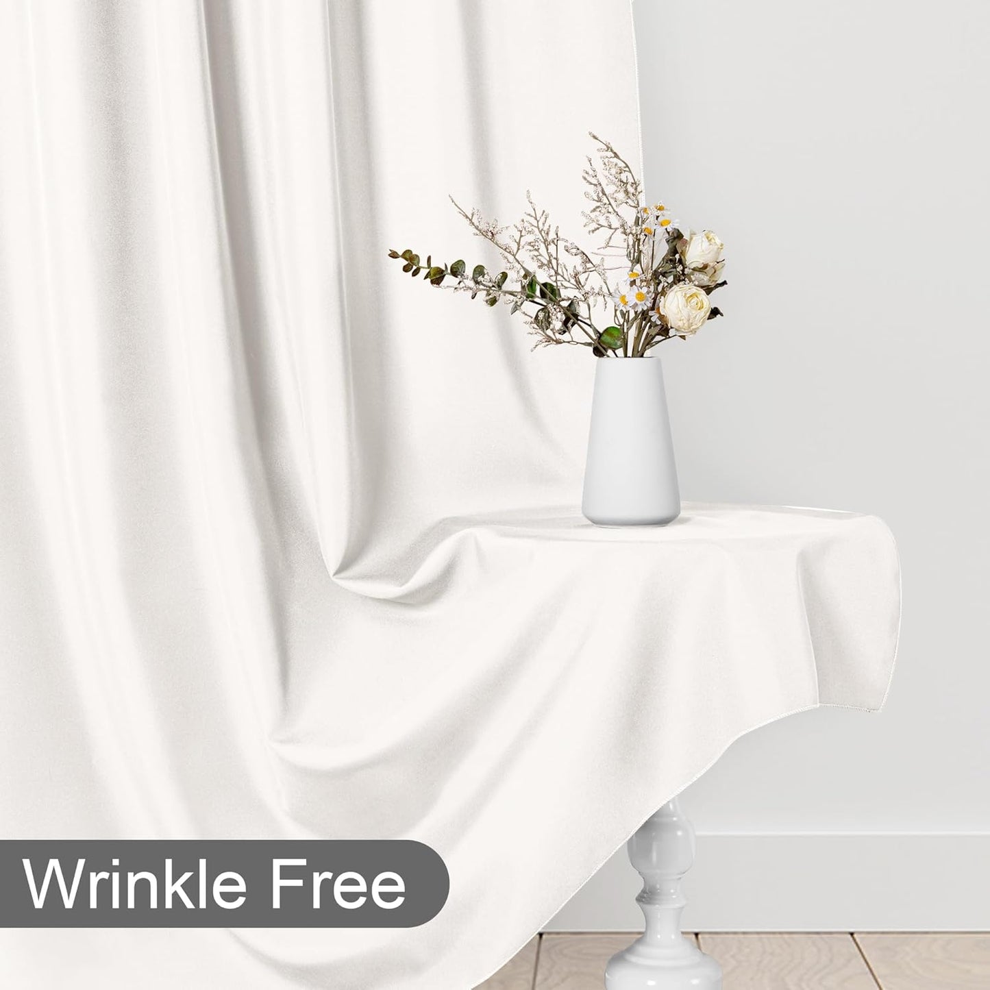 DWCN 10x7 FT Ivory Backdrop Curtains for Parties, Photography Backdrop Drapes with Rod Pockets for Wedding Decorations Stage Birthday Family Gatherings, 2 Panels 5ft x 7ft