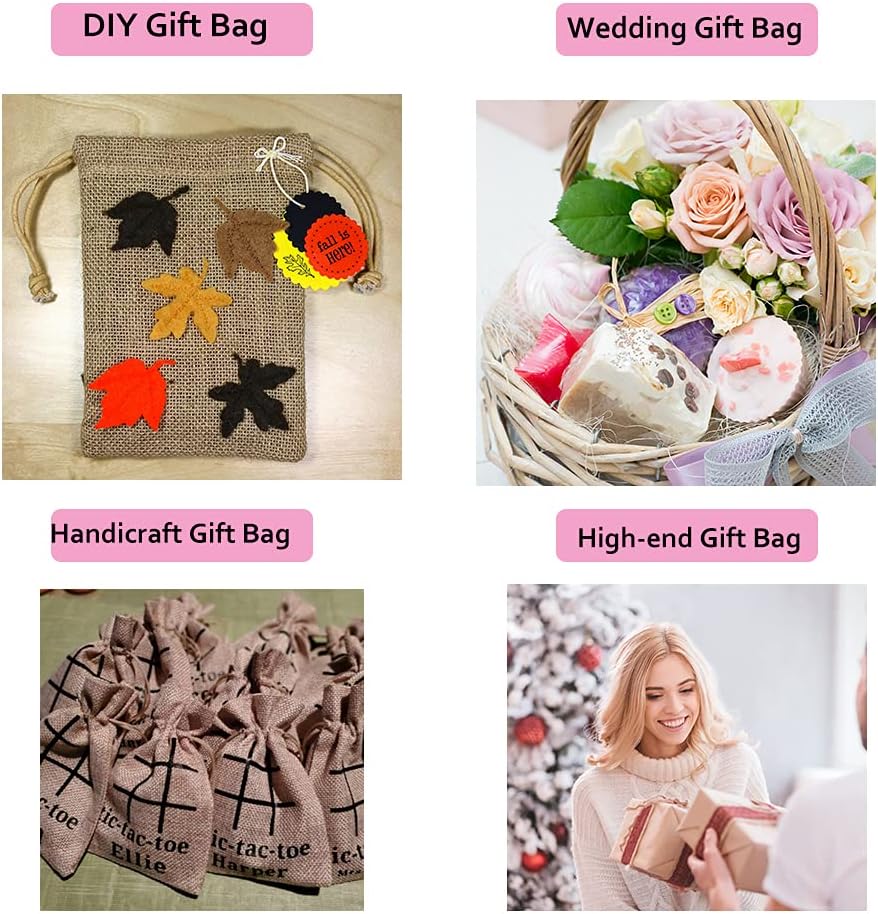 LYSXP 50PCS Burlap Bags with Drawstring，4x6 Inch Cream color Drawstring Gift Bag Jewelry Pouches for Wedding Party Favors, DIY Craft