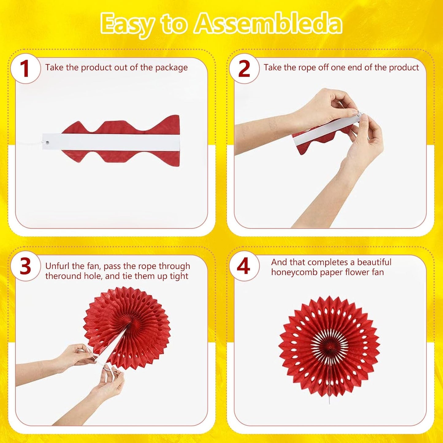 20 Pcs Golden Yellow Hanging Paper Fan, Hanging Honeycomb Round Paper Fans for Weddings, Birthdays, Christmas, Baby Showers, Classroom, Events Ceiling Party Supplies Decorations