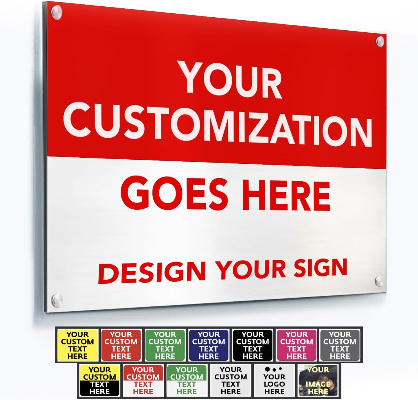SPEEDYORDERS Custom Outdoor Metal Signs, Personalized Aluminum Signs, Customized Safety Signs, Metal Business Signs, Waterproof Outdoor Business Signs, White Aluminum (Red & White, 12x8 In)