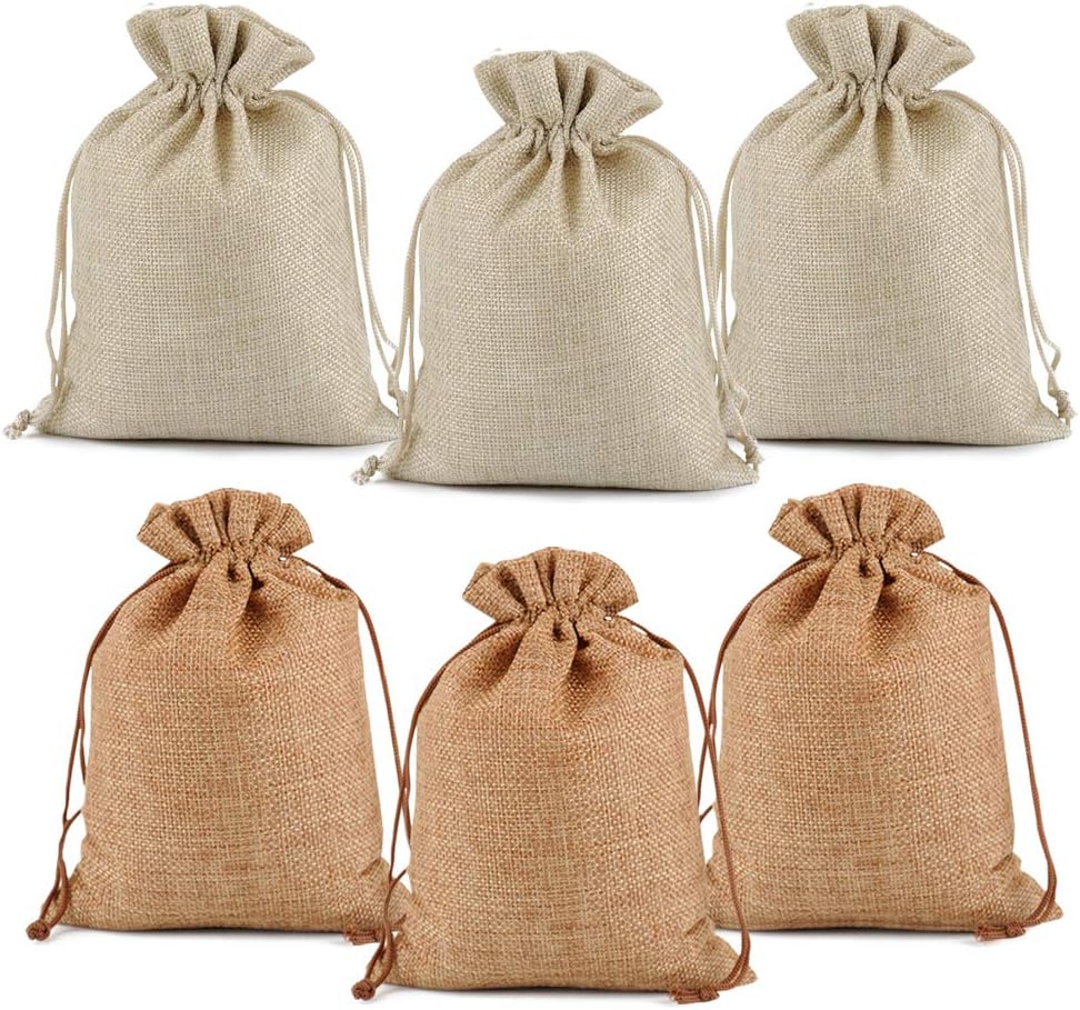 Lucky Monet 25/50/100PCS Burlap Gift Bags Wedding Hessian Jute Bags Linen Jewelry Pouches with Drawstring for Birthday, Party, Wedding Favors, Present, Art and DIY Craft (25Pcs, Cream, 3” x 4”)