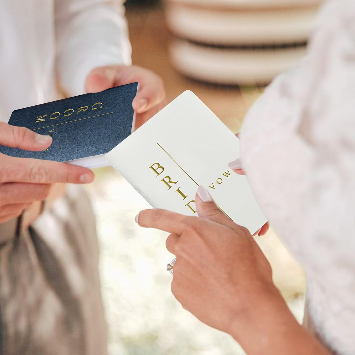 Vow Books His and Hers Wedding Vow Books Bride and Groom with Soft Touch Gold Foil Engraving Wedding Essentials(TR-GB-Navy)