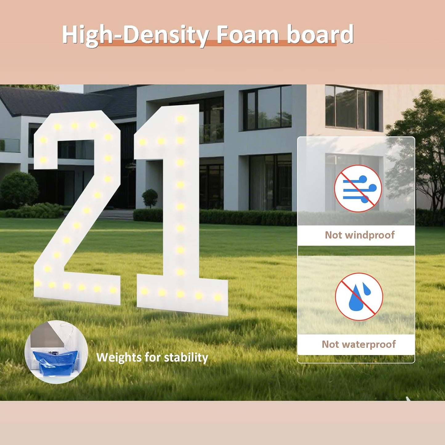 LOBOOM 4FT Light Up Numbers, Marquee Numbers 4 Feet Tall Giant Number 8 Mosaic Big Number Sign for 8th 18th 80th Birthday Party Backdrop Anniversary Decorations, Pre-Cut Large Frame