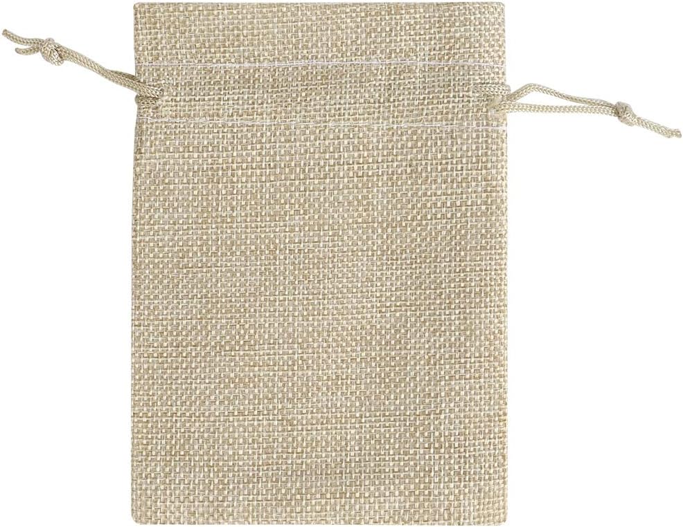 Lucky Monet 25/50/100PCS Burlap Gift Bags Wedding Hessian Jute Bags Linen Jewelry Pouches with Drawstring for Birthday, Party, Wedding Favors, Present, Art and DIY Craft (50Pcs, Cream, 4” x 6”)
