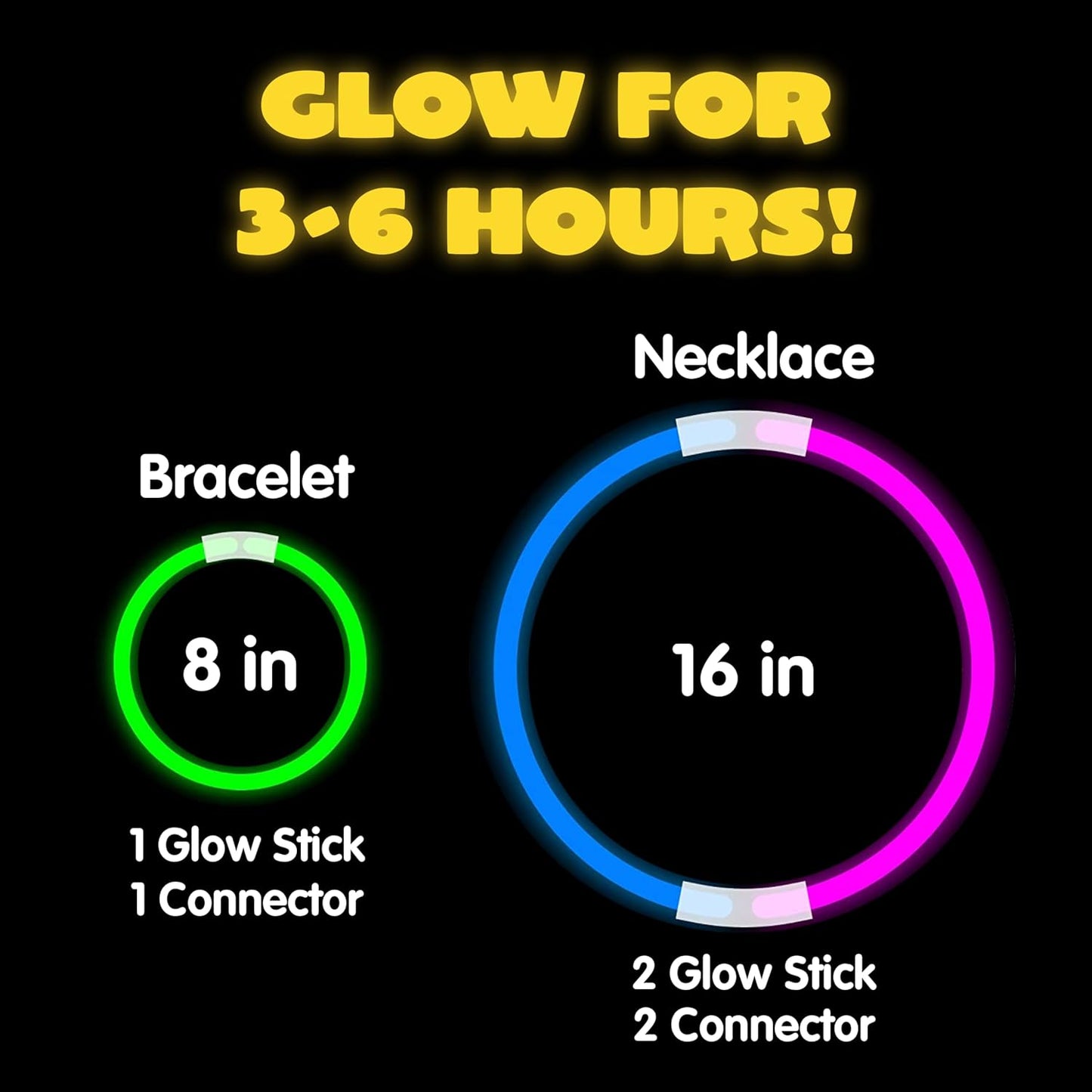 JOYIN 300 Pcs 8" Glowsticks, Halloween Supplies Pack, Bracelets Necklaces, Glow in the Dark Party Favors, Easter, Christmas, Football Party Supplies