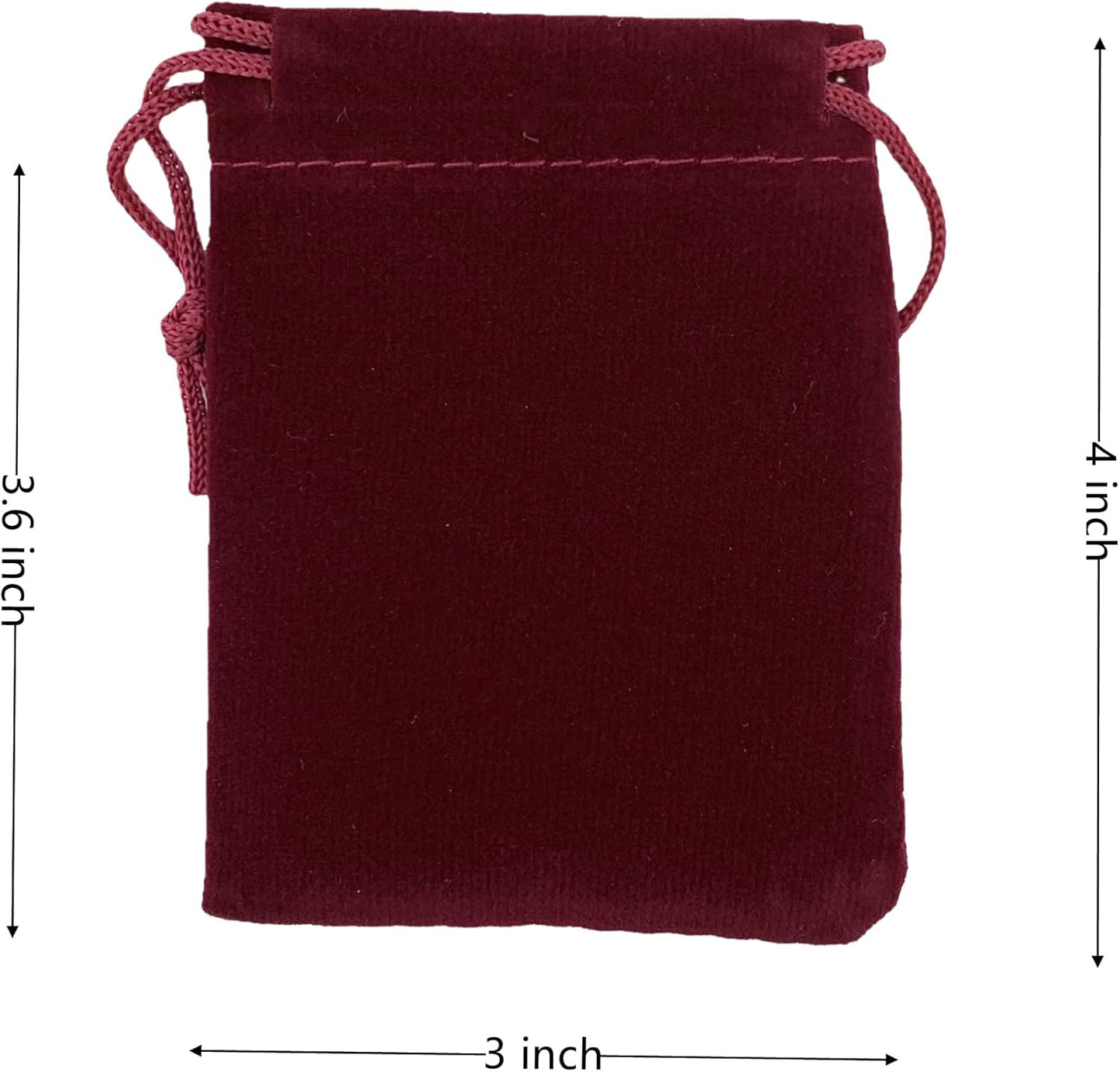 Palmhomee Pack of 48 3x4 Inch Velvet Drawstring Bags Gift Bag Velvet Pouch For Jewelry Wedding and Party Favor (Bungundy)