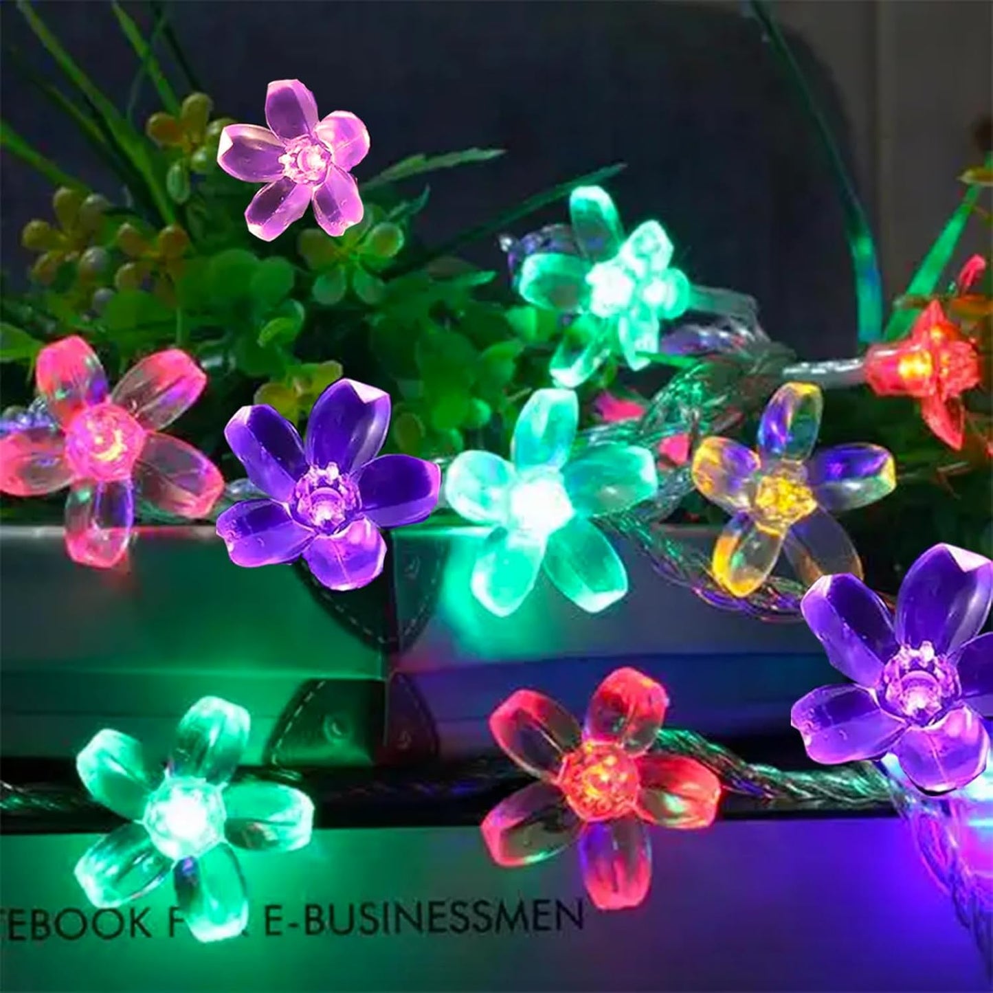 Battery Operated and USB Plug in Fairy Flower String Lights, 10ft 30 LED Cherry Blossom 8 Modes Timer Indoor Bedroom Party Wedding Garden Christmas Easter Tree Hanging Decorations (Multi Colored)