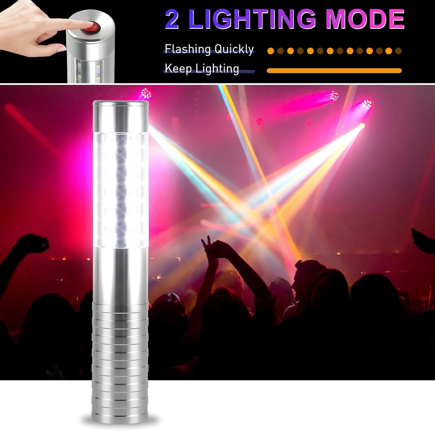 WILON Bottle Service Lights Rechargeable Bottle Service Sparklers Reusable Handheld Girl Lights LED Baton Strobe Light for Parties Bar Club Nightclub Birthday Weddings - 4 Pack