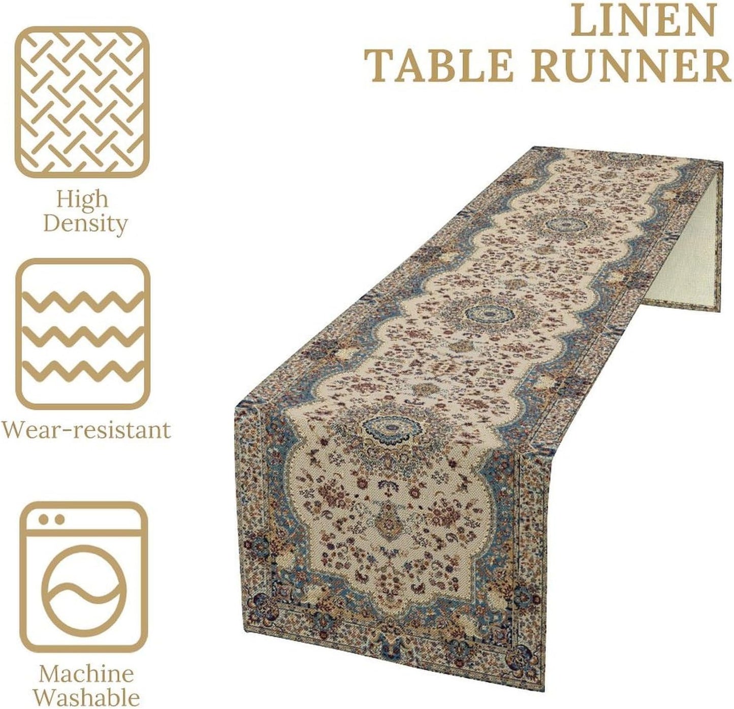 Boho Vintage French Table Runner,Retro Flower Rustic Country Style Floral Print Pattern for Home Kitchen Table Decor Dining Coffee Room Garden Party Decor 13x108in