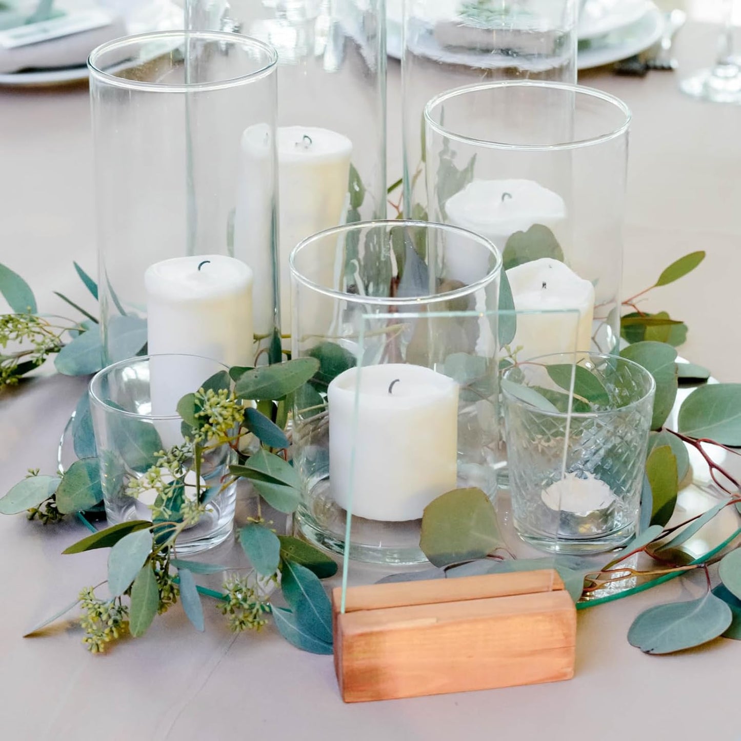 WDHODEC Hurricane Candle Holders 24 PCS, 6" 8" Clear Glass Bud Vases, Cylinder Vase, Pillar Floating Candle Holders for Wedding Birthday Party Centerpiece
